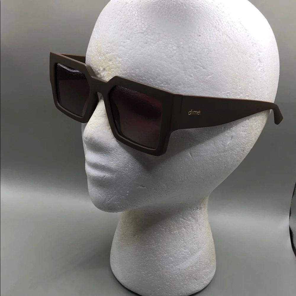 Dime Optics Sunset Sunglasse Square Gradeint Lens Sharp Cat Eye Frame Brown